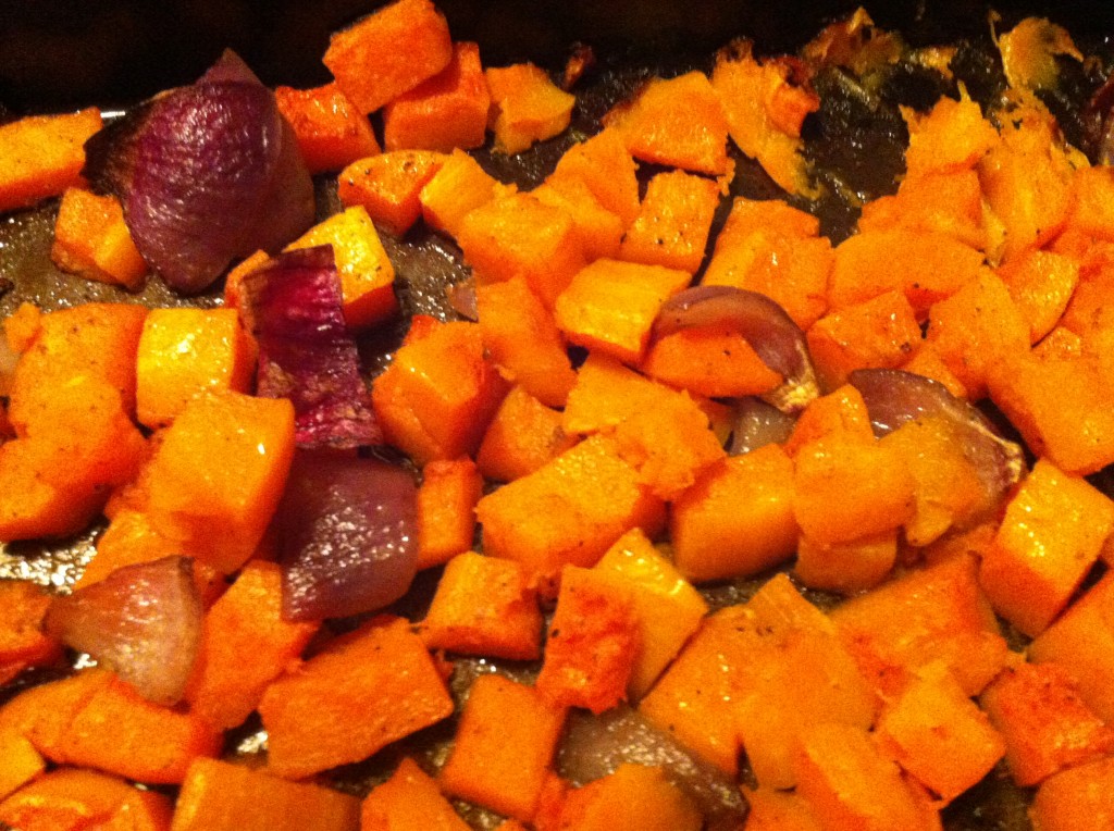 Butternut Squash Roasted in Coconut Oil, with Roasted Red Onion