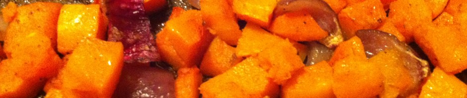 Butternut Squash Roasted in Coconut Oil, with Roasted Red Onion